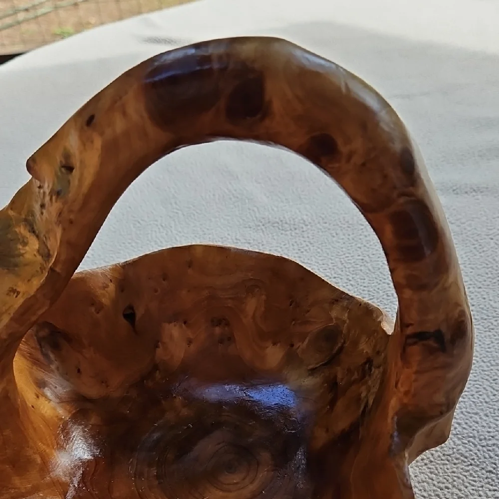 Stunning Handcrafted Burl Wood Basket